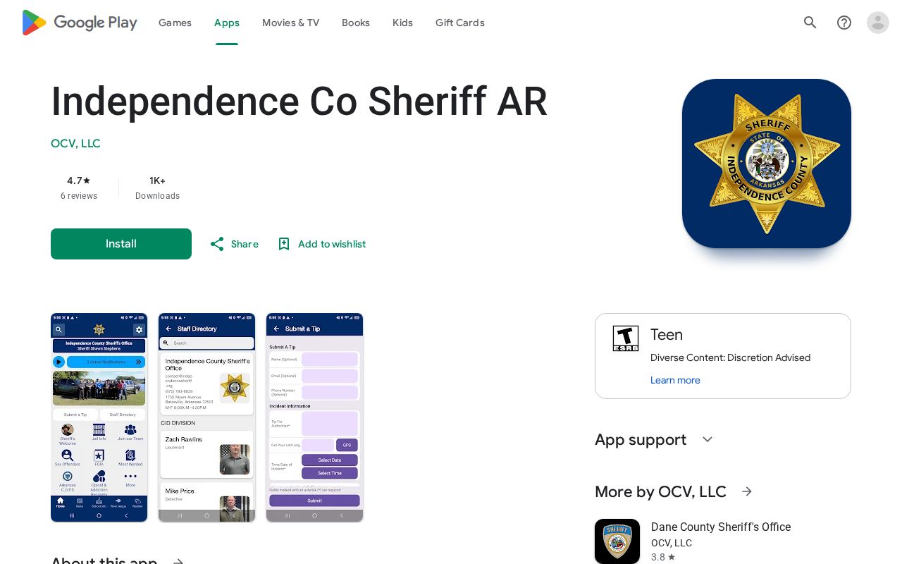 Independence County warrant search sheriff app