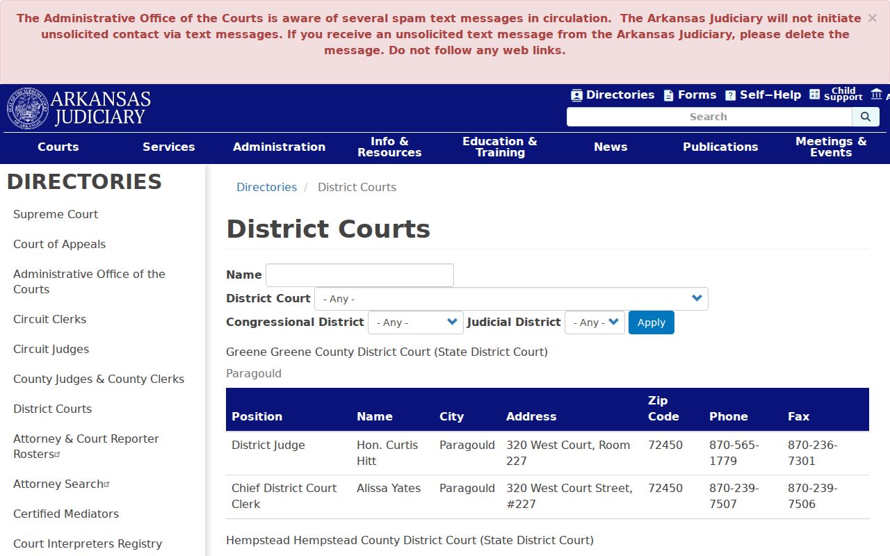 Independence County active warrants District Court judge and clerk contact