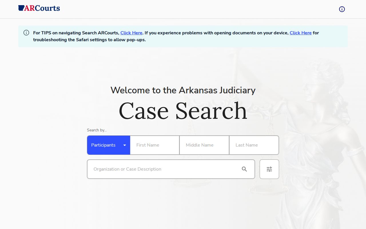 Independence County active warrant participant search fields