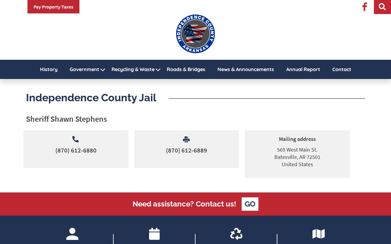 Independence County bench warrant jail contact