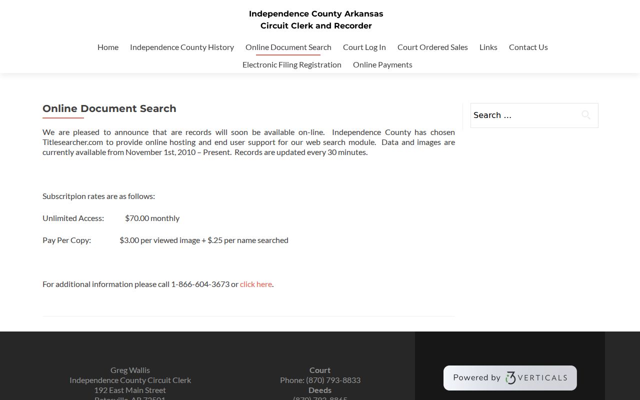Independence County bench warrant distinction from document search