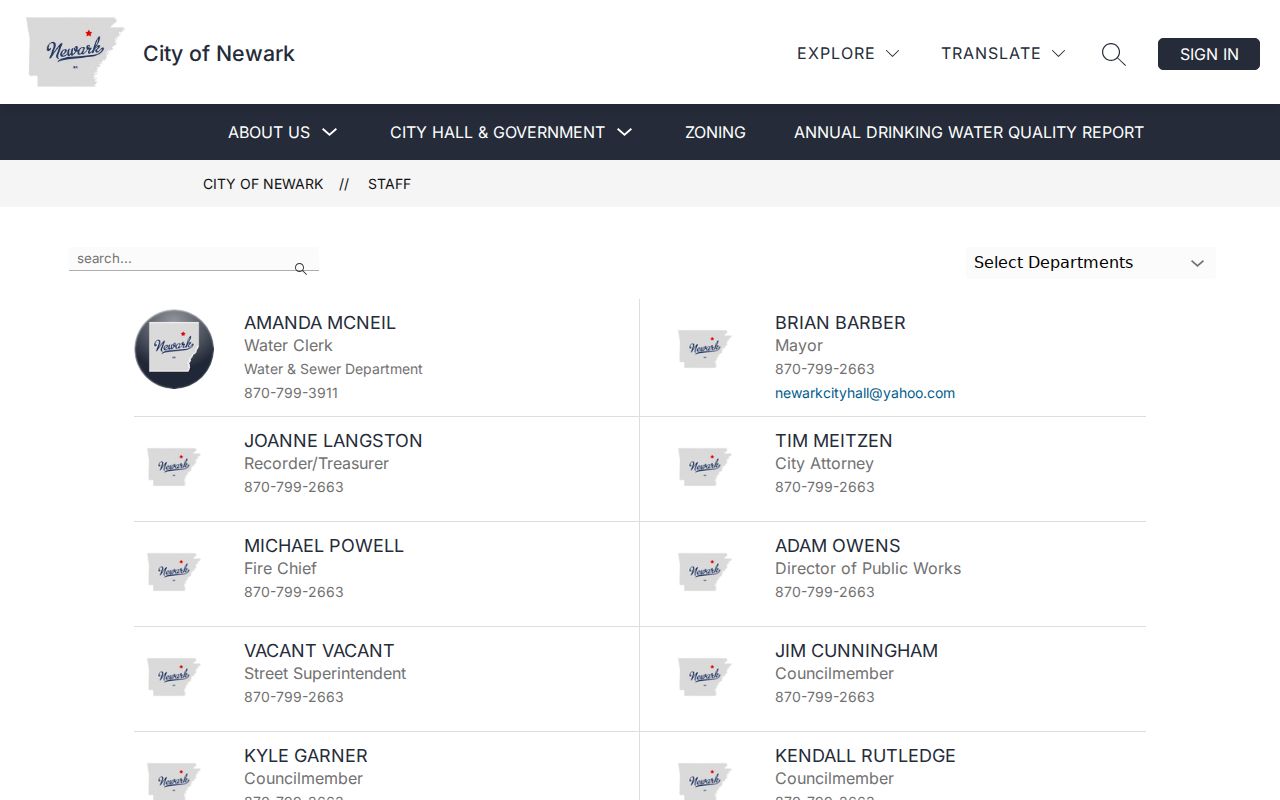 Newark department listing without a public traffic warrant portal